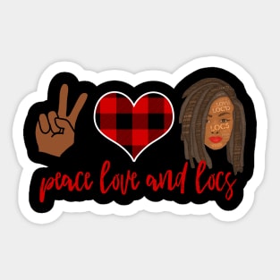 Peace Love and Locs Red Plaid Heart Sticker